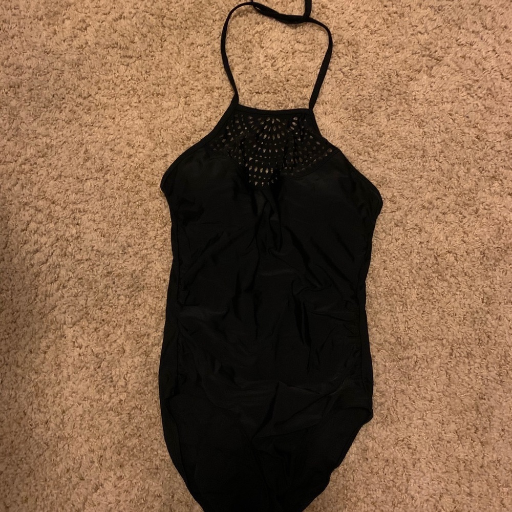 Black halter swimsuit